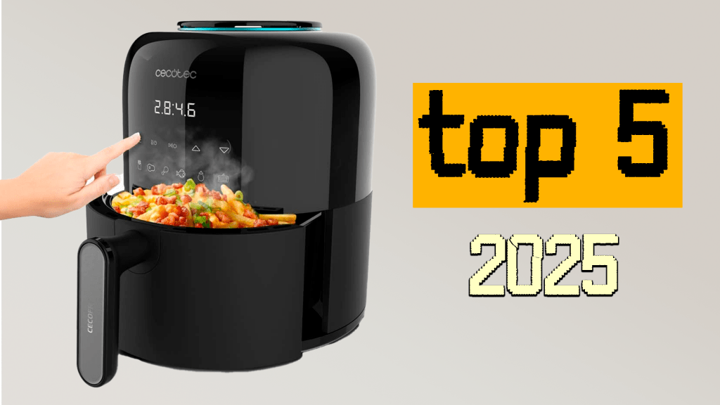 magen con las mejores freidoras de aire 2025 para cocinar sin aceite, con modelos recomendados y opciones para una cocina más saludable.