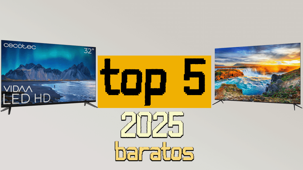 Imagen destacada con las mejores televisiones baratas 2025, ideales por su relación calidad-precio, perfectas para cualquier hogar o espacio.